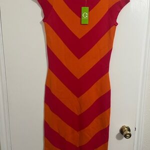 C . Wonder Pink and Orange Chevron Dress NWT